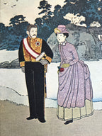 Japanese Ukiyoe Reproduction Meiji Emperor Family Yasukuni Woodblock Print FL420