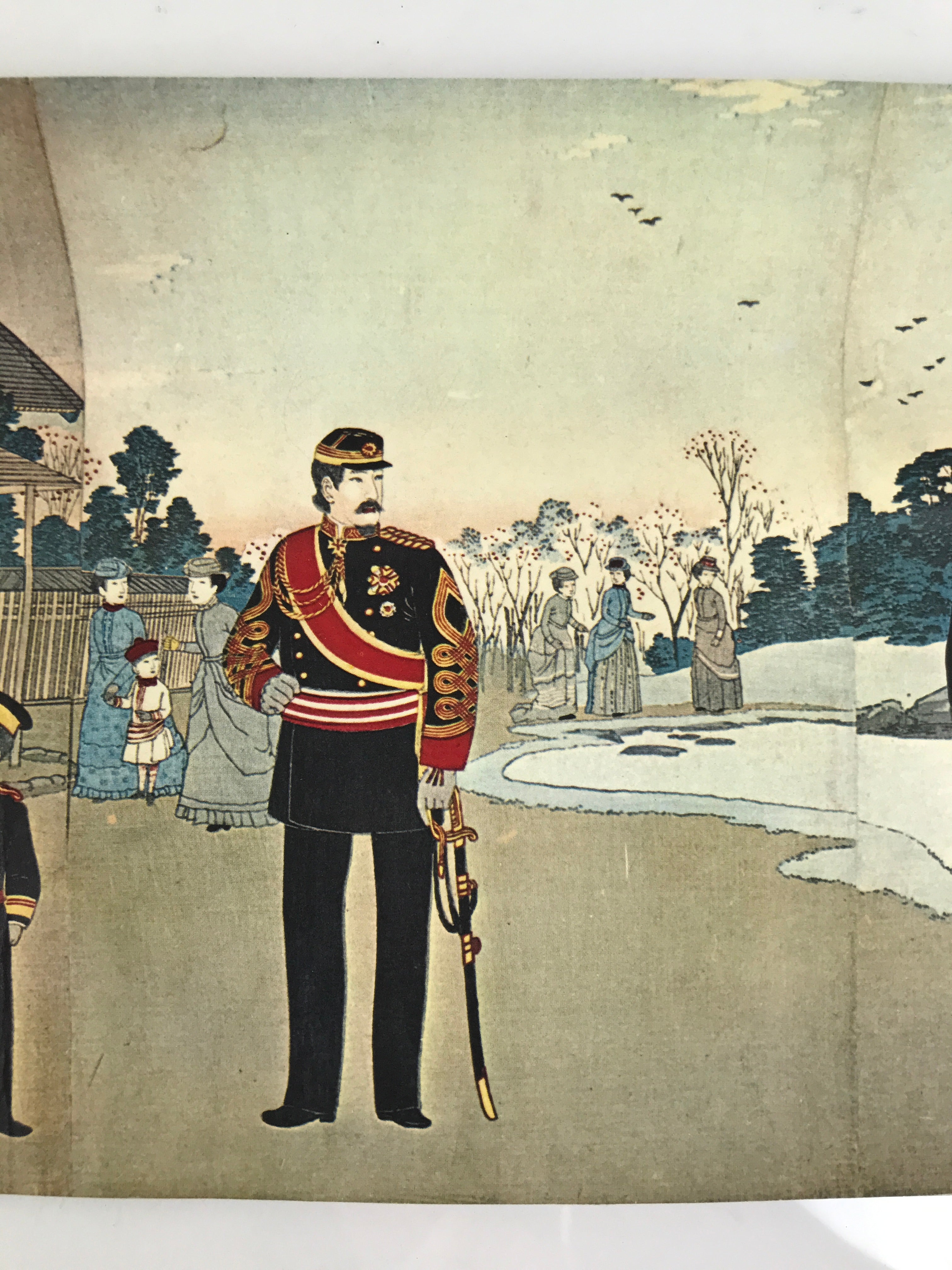 Japanese Ukiyoe Reproduction Meiji Emperor Family Yasukuni Woodblock Print FL420