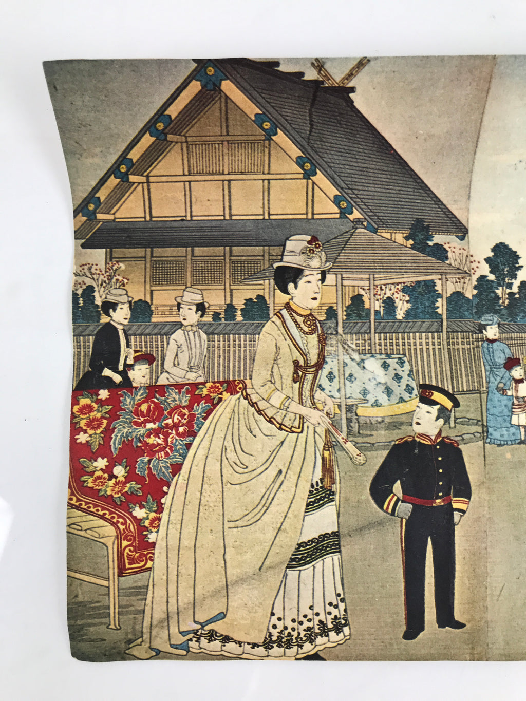 Japanese Ukiyoe Reproduction Meiji Emperor Family Yasukuni Woodblock Print FL420