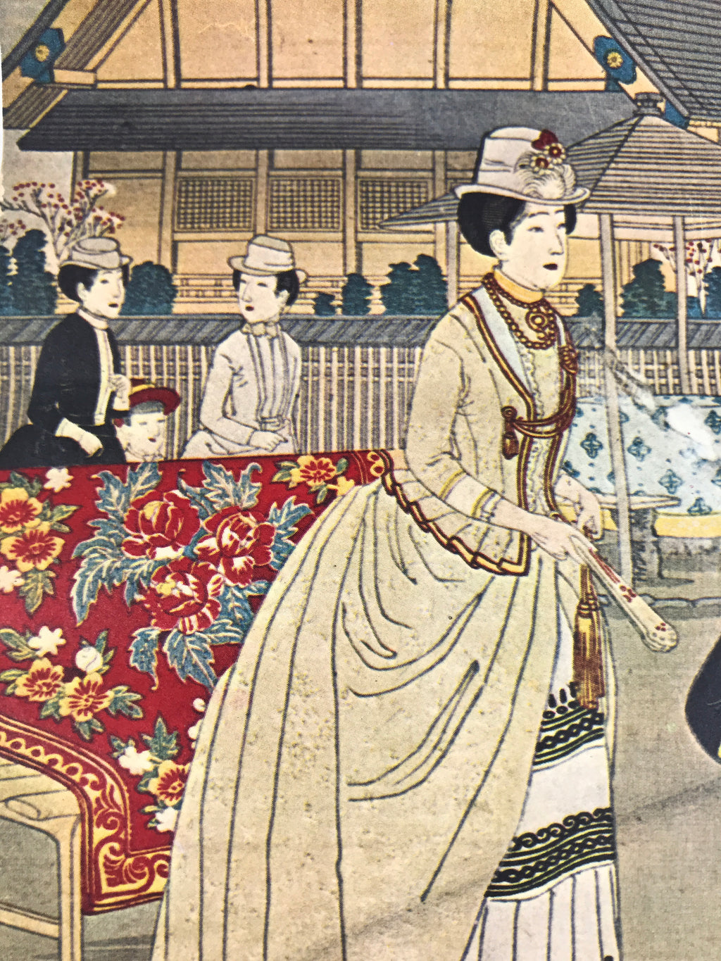 Japanese Ukiyoe Reproduction Meiji Emperor Family Yasukuni Woodblock Print FL420