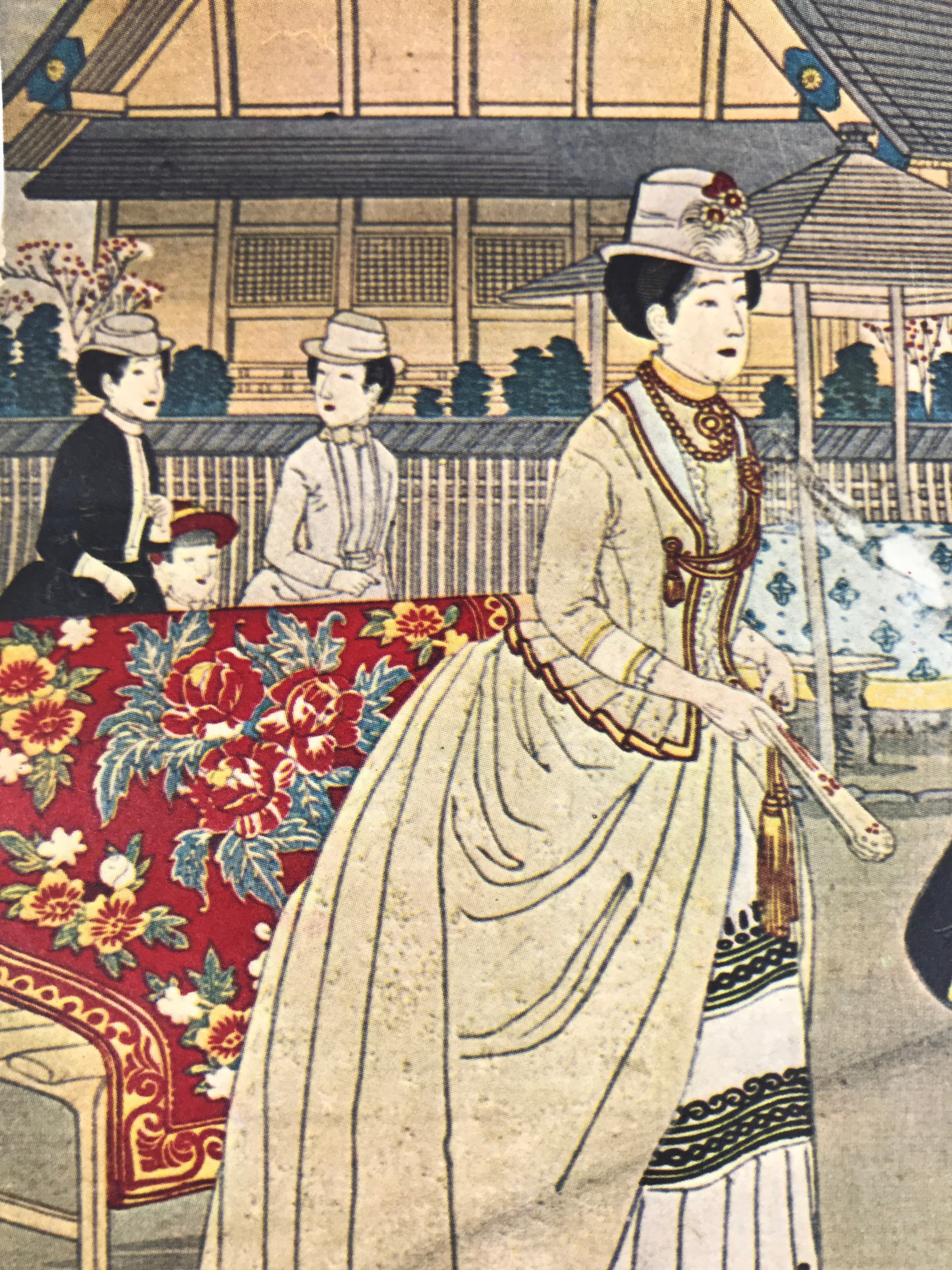 Japanese Ukiyoe Reproduction Meiji Emperor Family Yasukuni Woodblock Print FL420