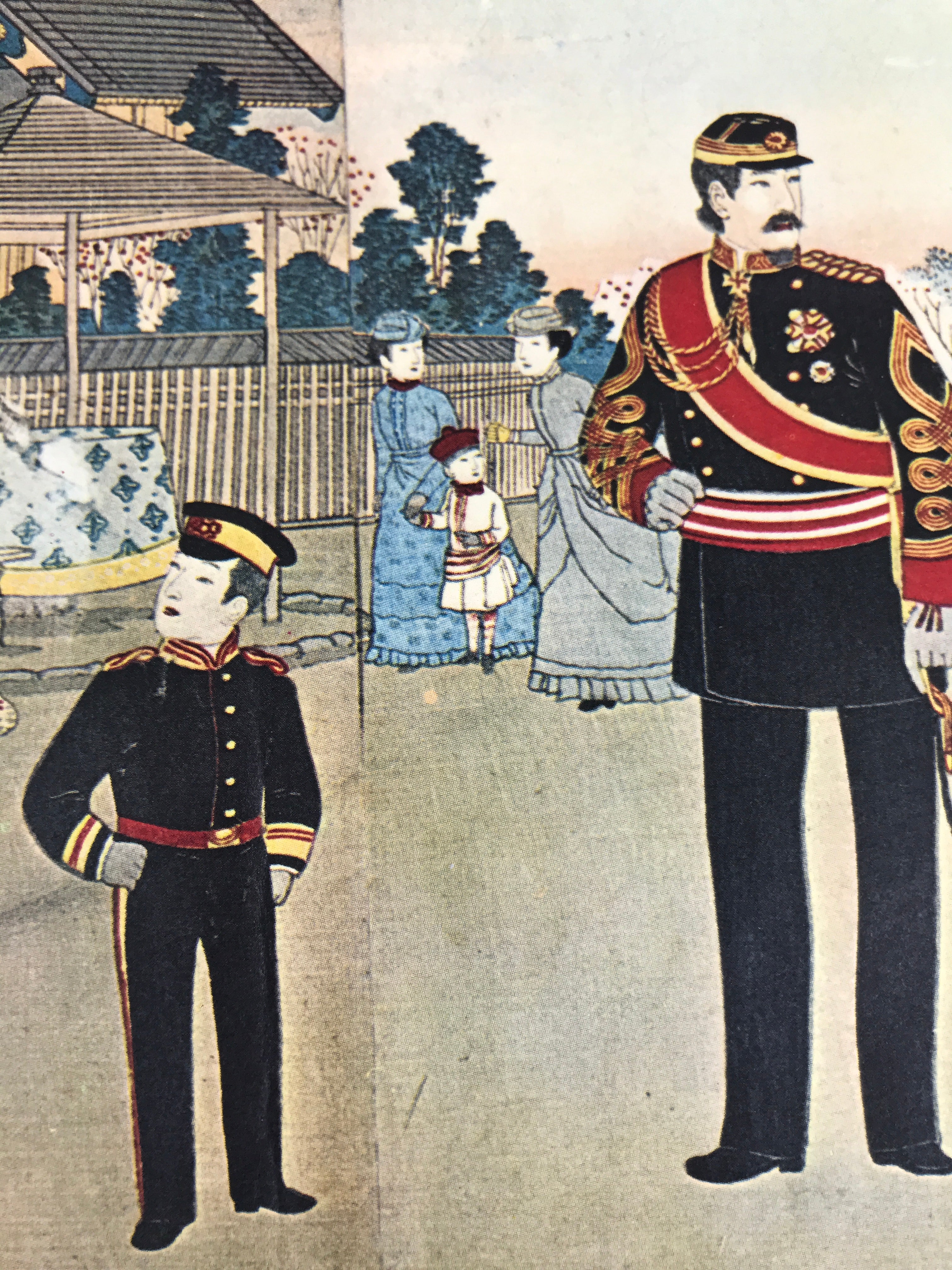 Japanese Ukiyoe Reproduction Meiji Emperor Family Yasukuni Woodblock Print FL420