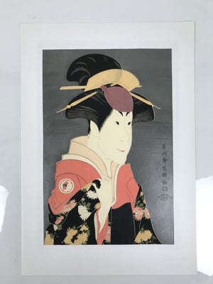 希少 浮世絵 役者絵 骨董アンティークAntique Kabuki Ukiyoe Japanese Ukiyoe Toshusai Sharaku Kabuki Actor Portrait Woodblock