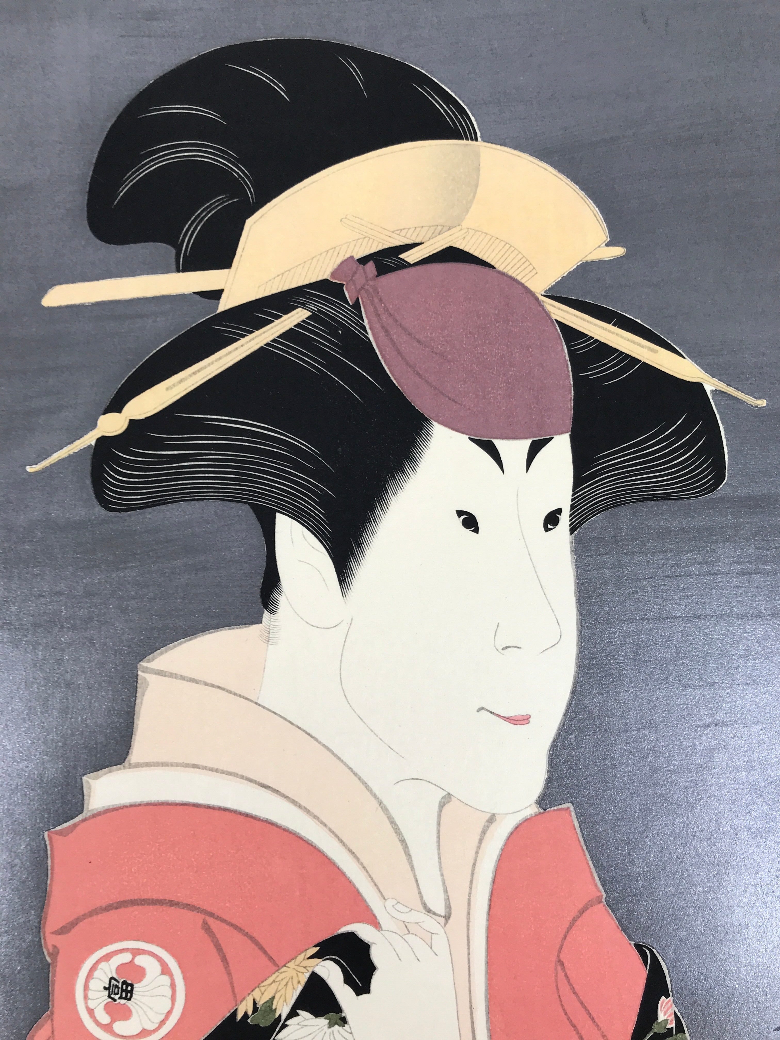Japanese Ukiyoe Toshusai Sharaku Kabuki Actor Portrait Woodblock Print FL443