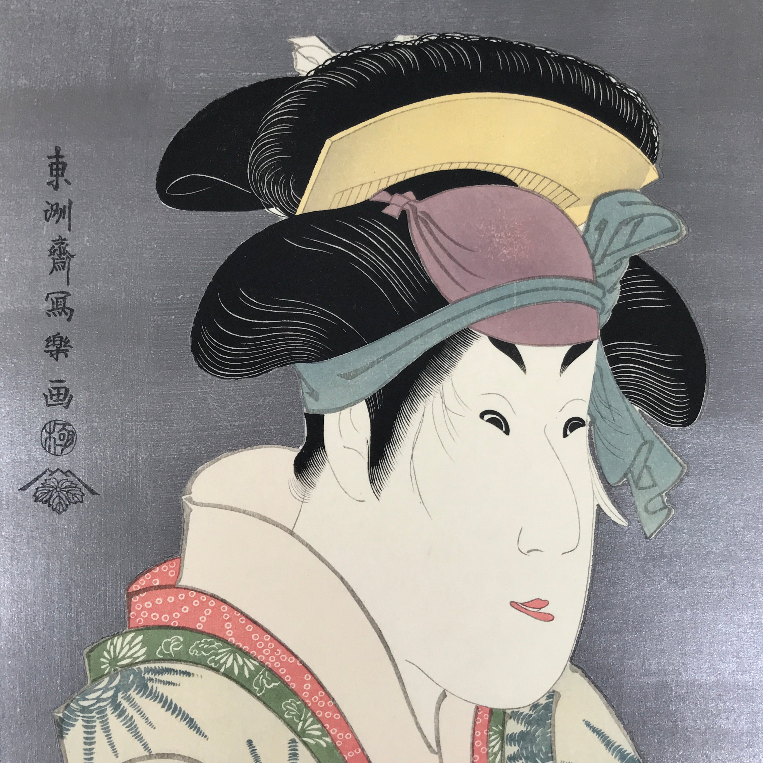 Japanese Ukiyoe Toshusai Sharaku Kabuki Actor Portrait Woodblock Print FL446