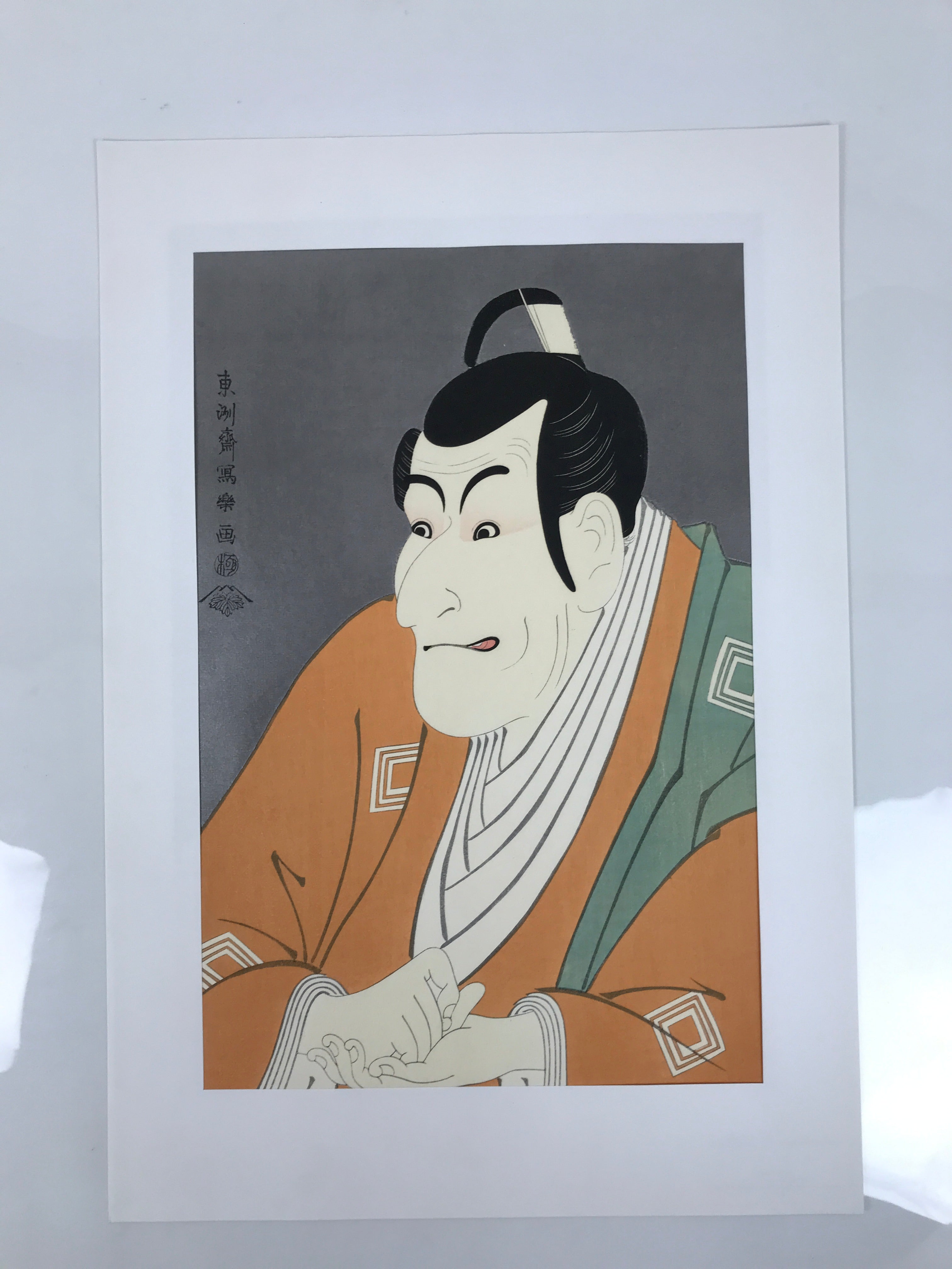 Japanese Ukiyoe Toshusai Sharaku Kabuki Actor Portrait Woodblock