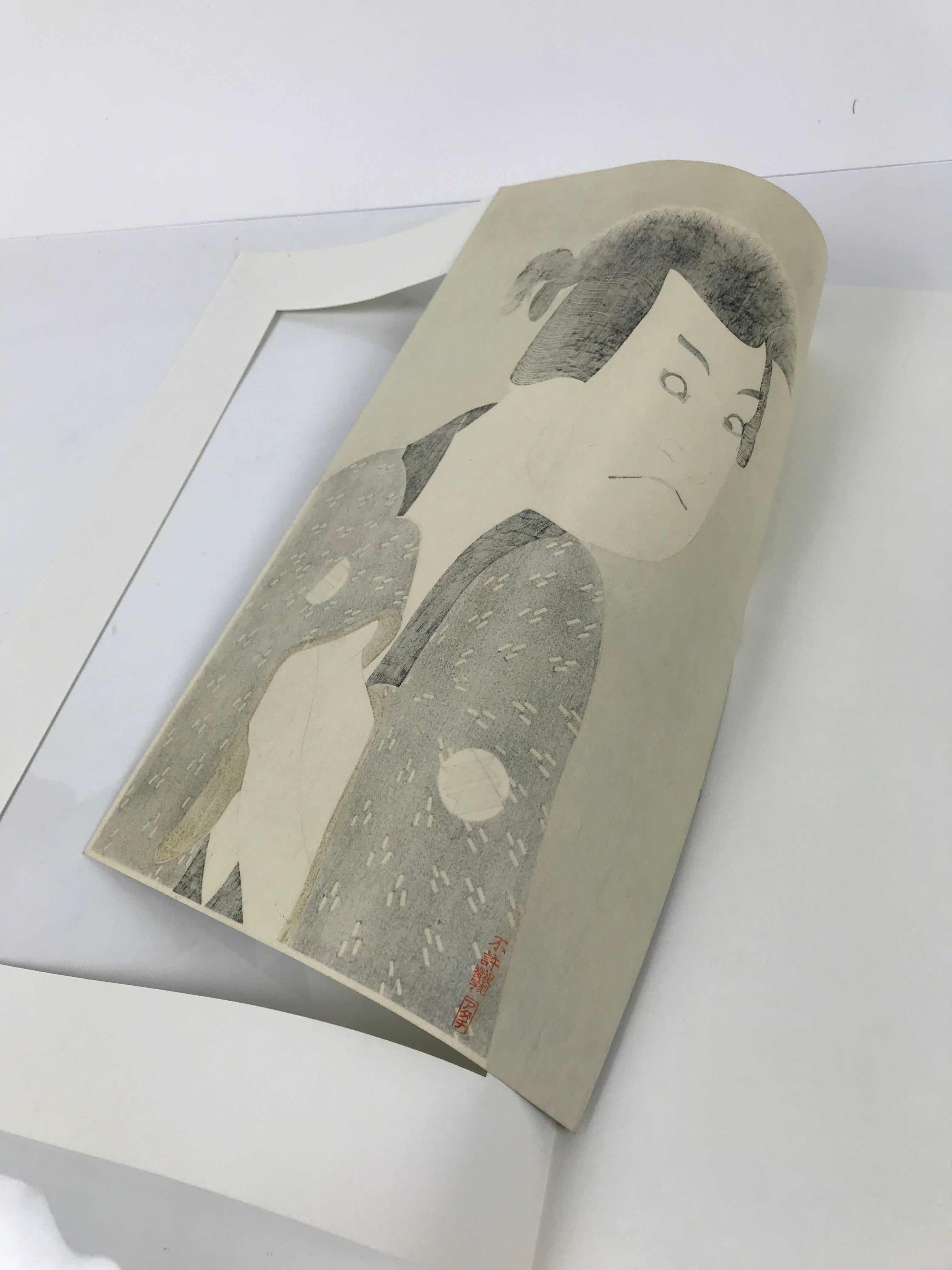 Japanese Ukiyoe Toshusai Sharaku Kabuki Actor Portrait Woodblock Print FL448