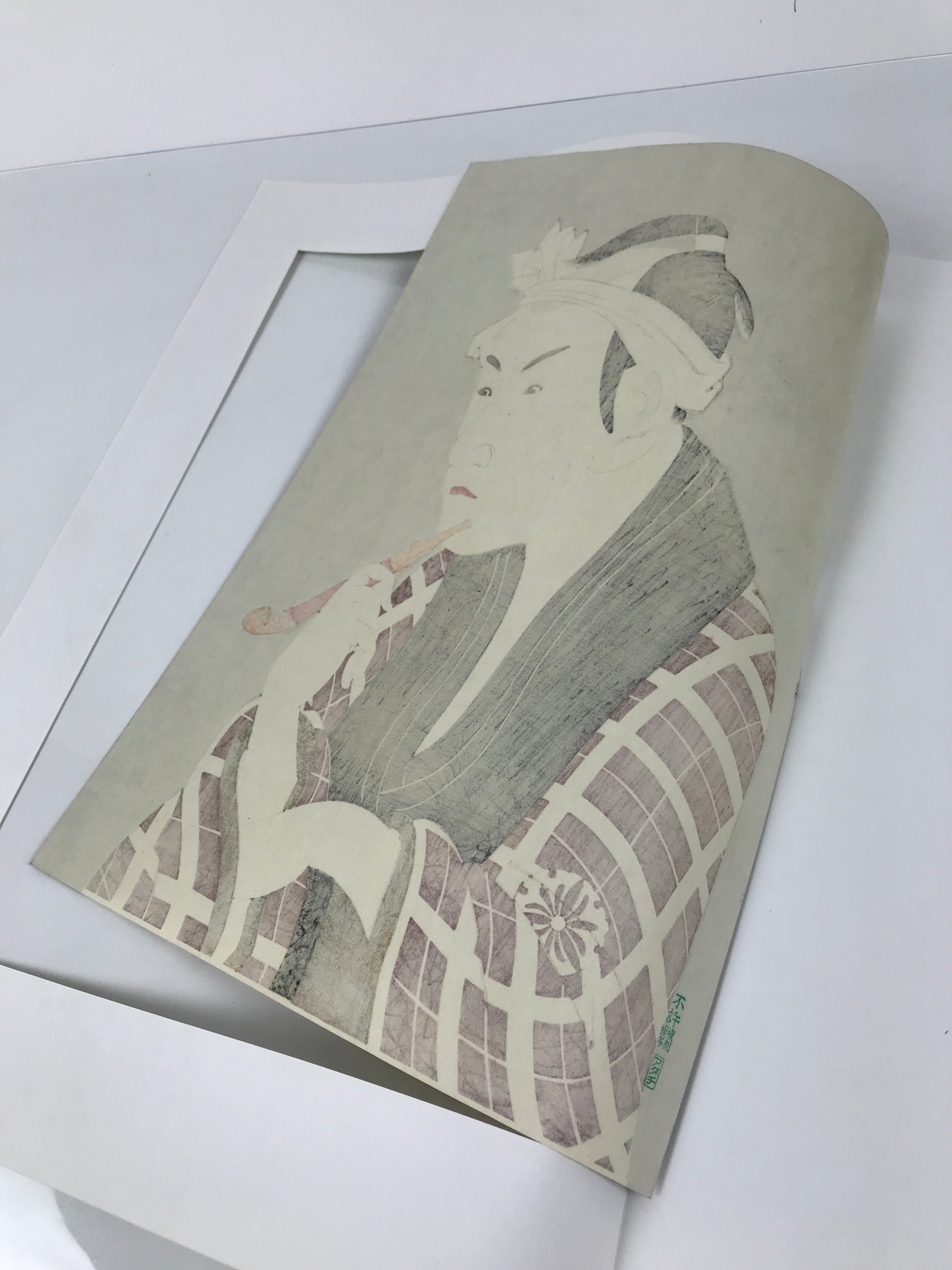Japanese Ukiyoe Toshusai Sharaku Kabuki Actor Portrait Woodblock Print FL450