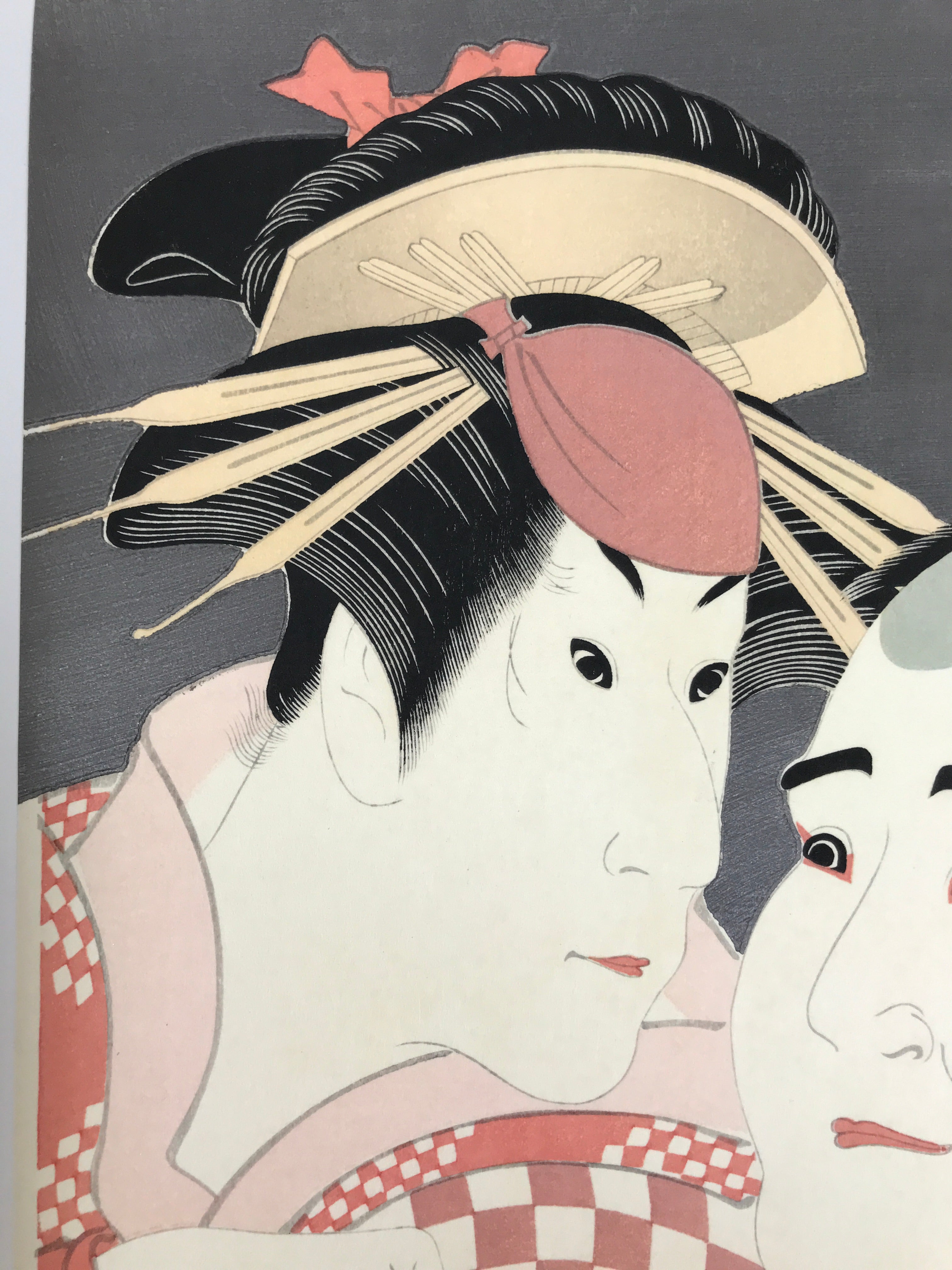 Japanese Ukiyoe Toshusai Sharaku Kabuki Actors Portrait Woodblock Print FL436