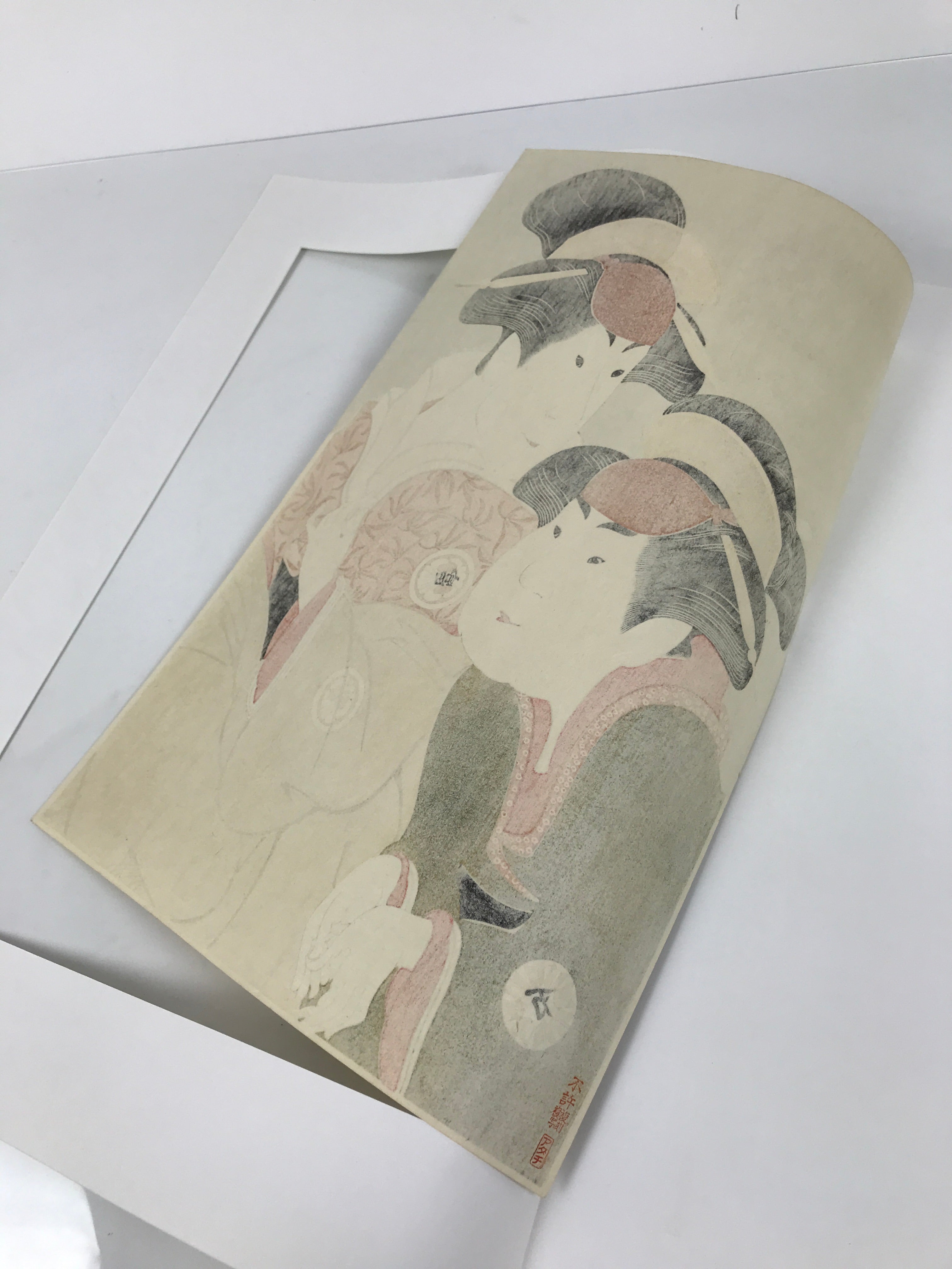 Japanese Ukiyoe Toshusai Sharaku Kabuki Actors Portrait Woodblock Print FL453