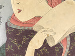 Japanese Ukiyoe Woman Kaishi Tea Ceremony Utamaro Bijinga Woodblock Print FL462