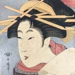 Japanese Ukiyoe Woman Kaishi Tea Ceremony Utamaro Bijinga Woodblock Print FL462