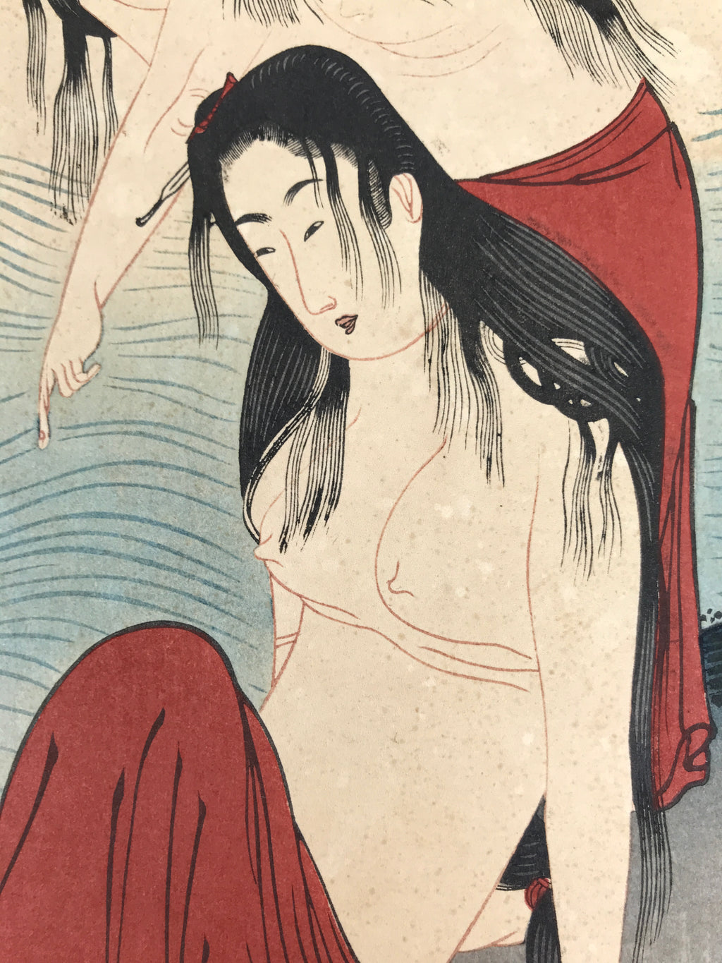 Japanese Ukiyoe Women Abalone Shelling Utamaro Bijinga Woodblock Print FL455