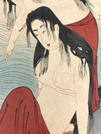 Japanese Ukiyoe Women Abalone Shelling Utamaro Bijinga Woodblock Print FL455
