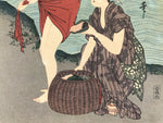 Japanese Ukiyoe Women Abalone Shelling Utamaro Bijinga Woodblock Print FL458