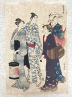 Japanese Ukiyoe Women Walking Geisha Torii Kiyonaga Woodblock Print FL468
