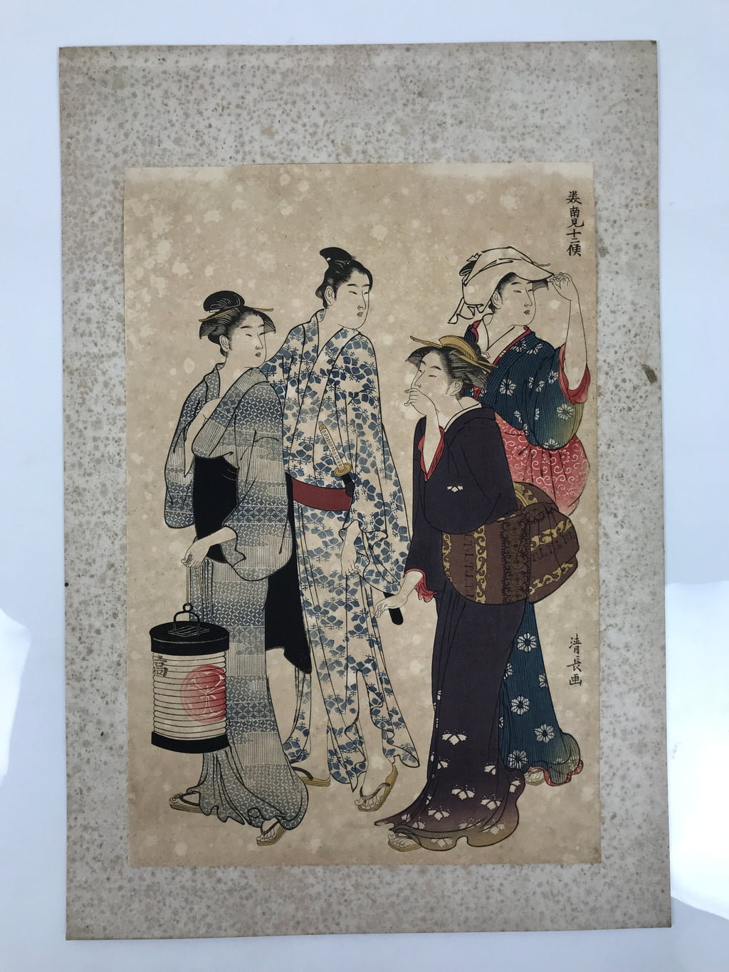Japanese Ukiyoe Women Walking Geisha Torii Kiyonaga Woodblock Print FL468