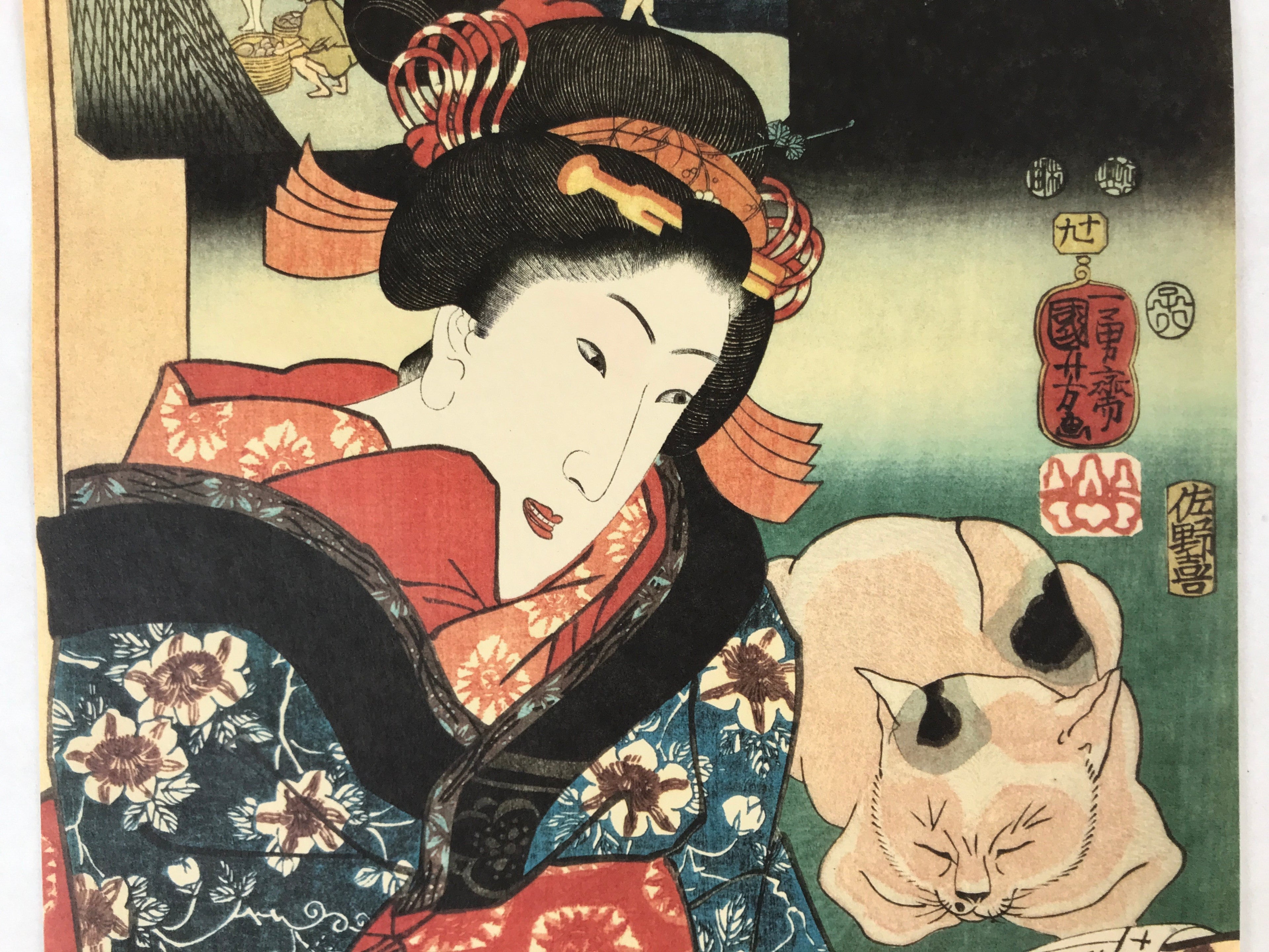 Japanese Ukiyoe Woodblock Print Reproduction Vtg Utagawa Kuniyoshi FL272