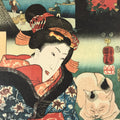Japanese Ukiyoe Woodblock Print Reproduction Vtg Utagawa Kuniyoshi FL272