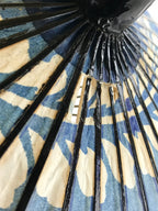 Japanese Umbrella Parasol Vtg Wagasa Bangasa Geisha Paper Blue Vines JK522