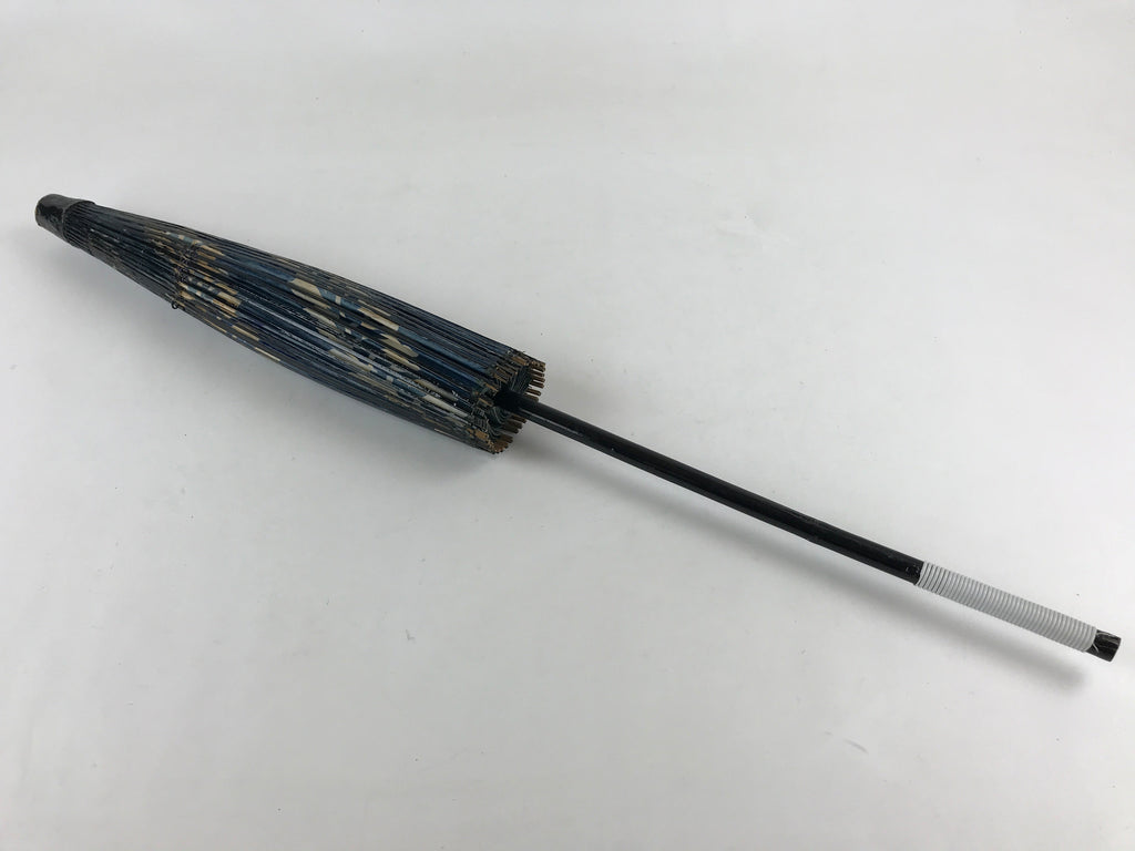 Japanese Umbrella Parasol Vtg Wagasa Bangasa Geisha Paper Blue Vines JK522