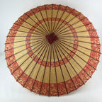 Japanese Umbrella Parasol Vtg Wagasa Bangasa Geisha Paper Red Flowers JK520