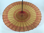 Japanese Umbrella Parasol Vtg Wagasa Bangasa Geisha Paper Red Flowers JK520