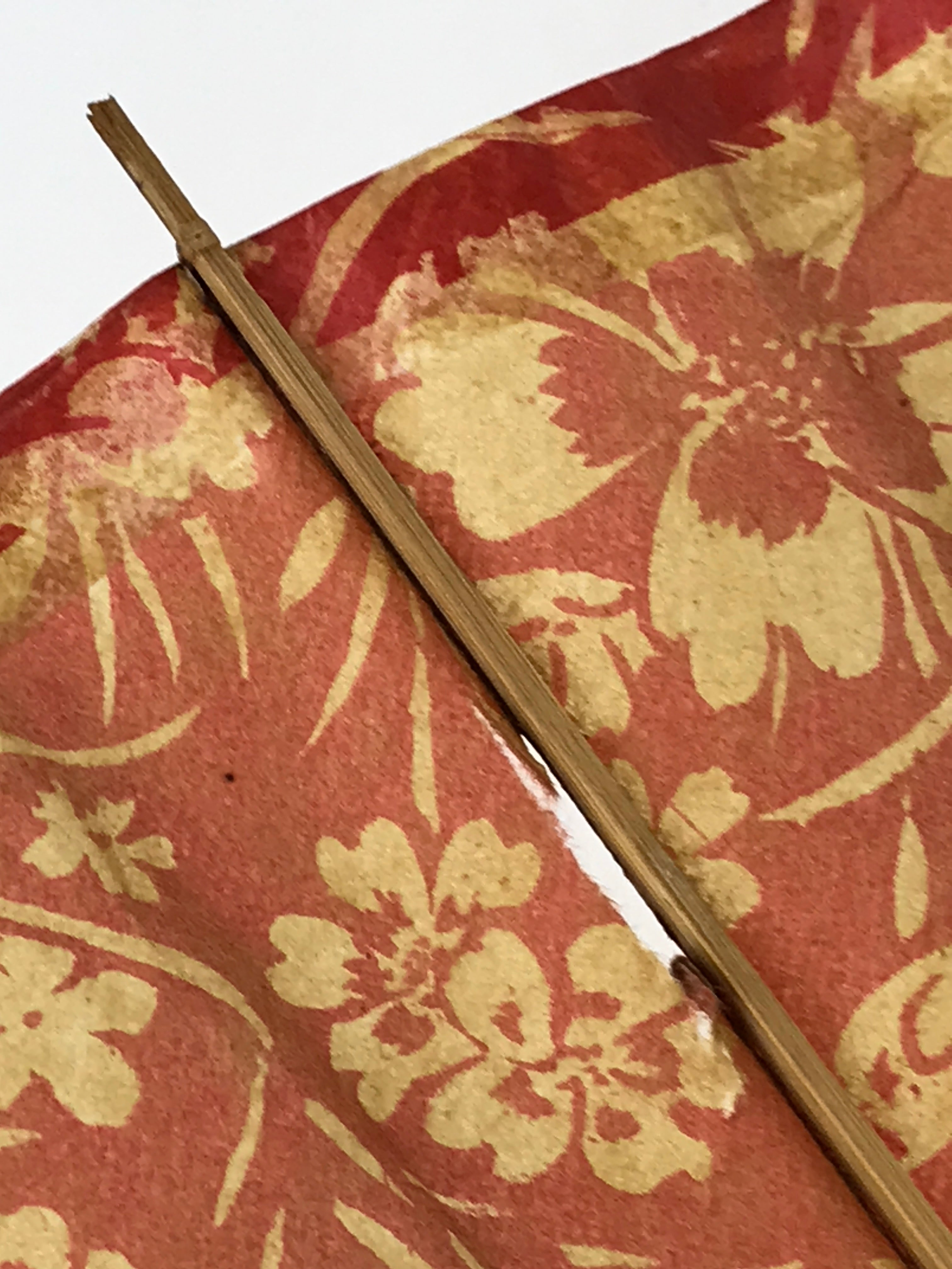 Japanese Umbrella Parasol Vtg Wagasa Bangasa Geisha Paper Red Flowers JK520