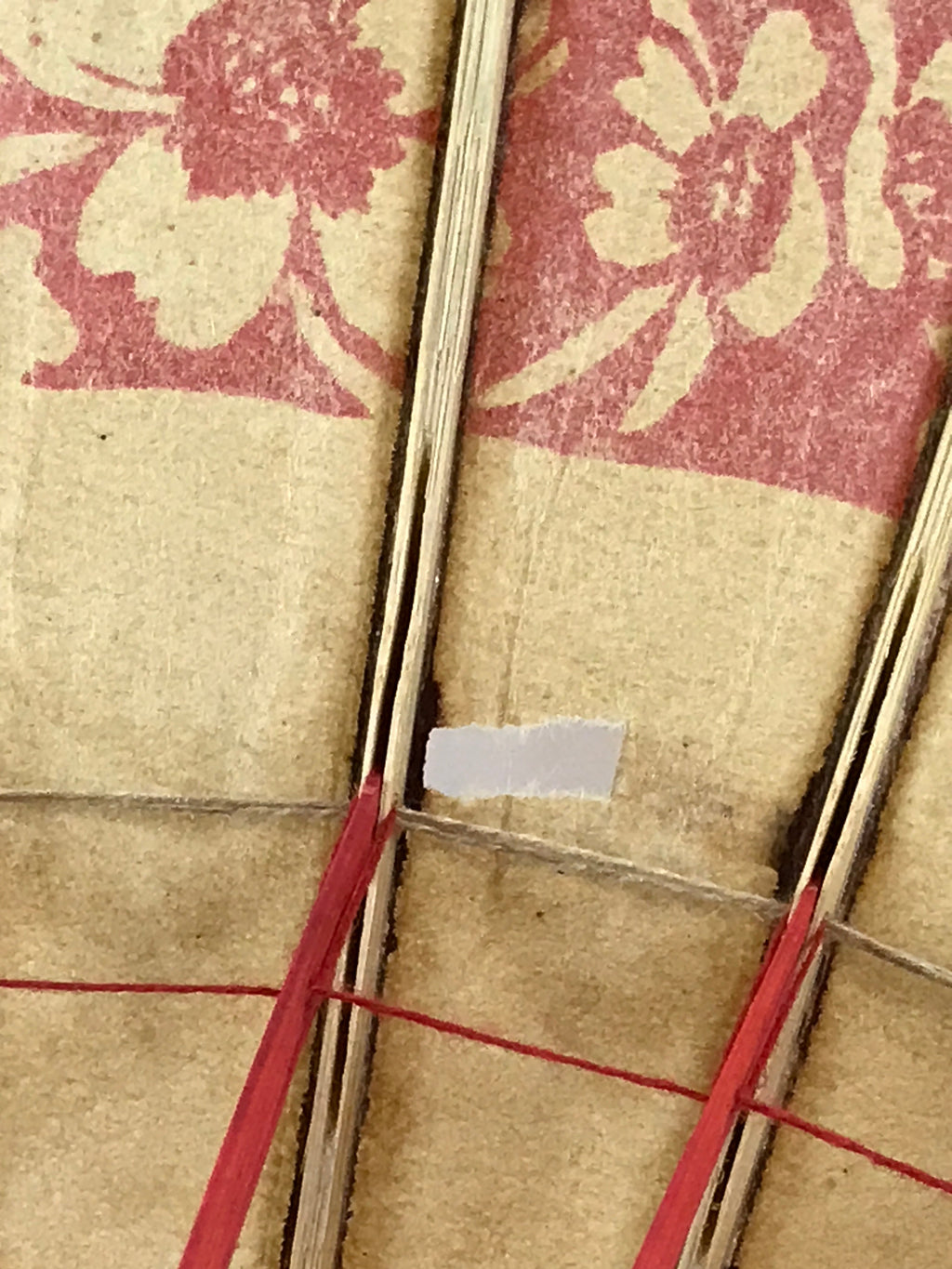 Japanese Umbrella Parasol Vtg Wagasa Bangasa Geisha Paper Red Flowers JK520