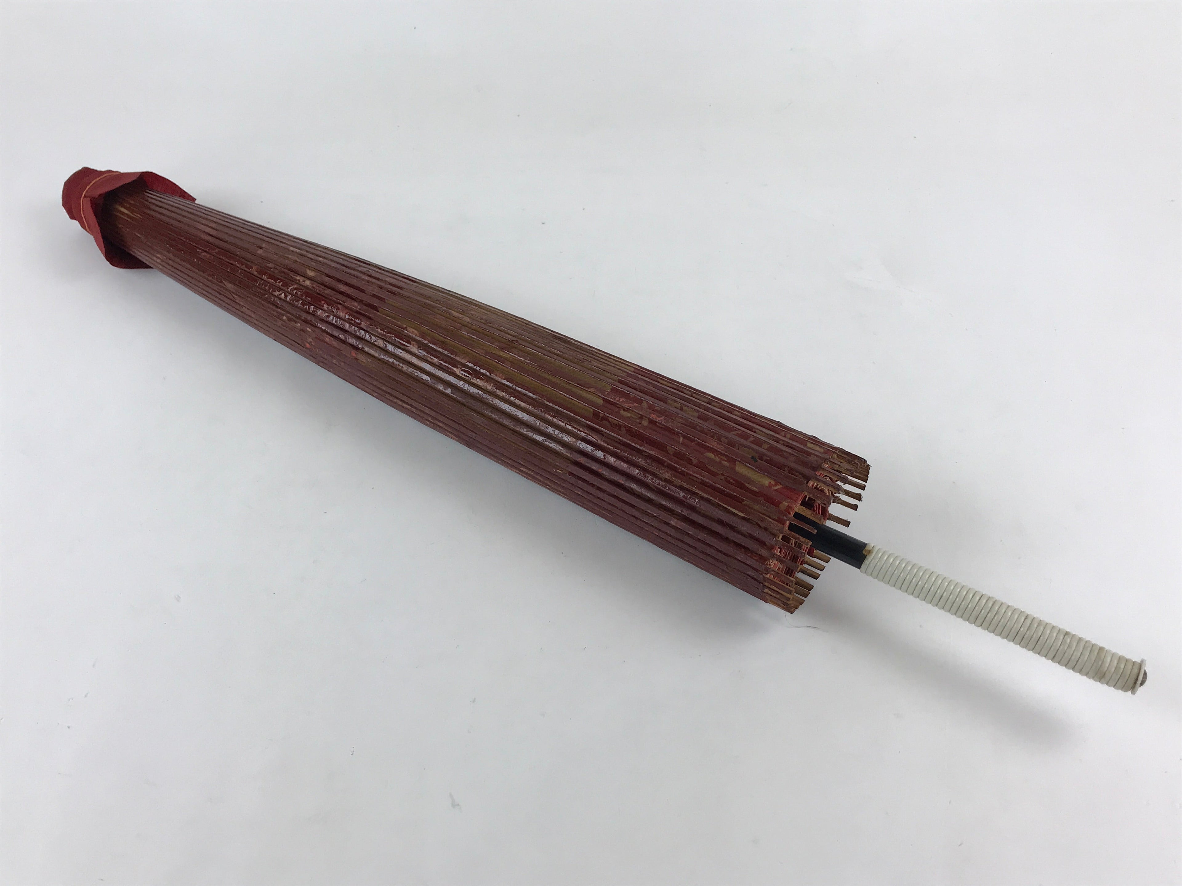 Japanese Umbrella Parasol Vtg Wagasa Bangasa Geisha Paper Red Flowers JK520