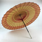 Japanese Umbrella Parasol Vtg Wagasa Bangasa Geisha Paper Red Flowers JK520
