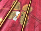 Japanese Umbrella Parasol Vtg Wagasa Bangasa Geisha Paper Red Flowers JK521