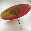 Japanese Umbrella Parasol Vtg Wagasa Bangasa Geisha Paper Red Flowers JK521