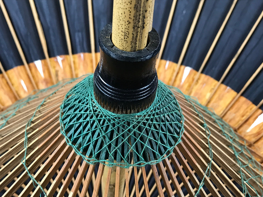 Japanese Umbrella Parasol Wagasa Vtg Paper Bangasa Geisha Black Brown JK629