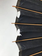 Japanese Umbrella Parasol Wagasa Vtg Paper Bangasa Geisha Black Brown JK629