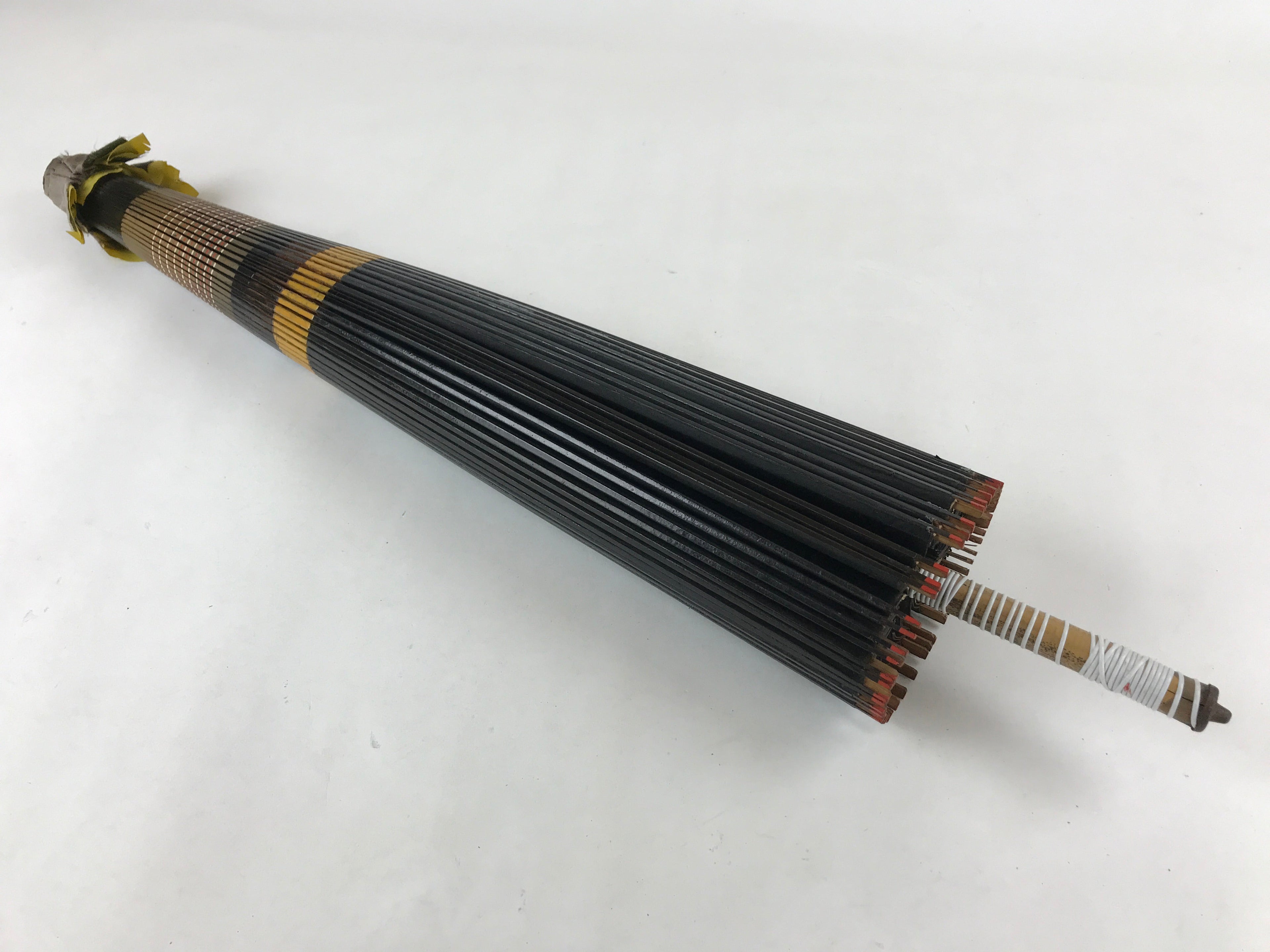 Japanese Umbrella Parasol Wagasa Vtg Paper Bangasa Geisha Black Brown JK629