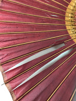 Japanese Umbrella Parasol Wagasa Vtg Paper Bangasa Geisha Burgundy Red JK628