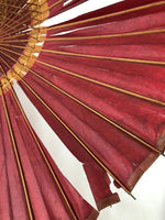 Japanese Umbrella Parasol Wagasa Vtg Paper Bangasa Geisha Burgundy Red JK628