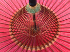 Japanese Umbrella Parasol Wagasa Vtg Paper Bangasa Geisha Red Black JK648