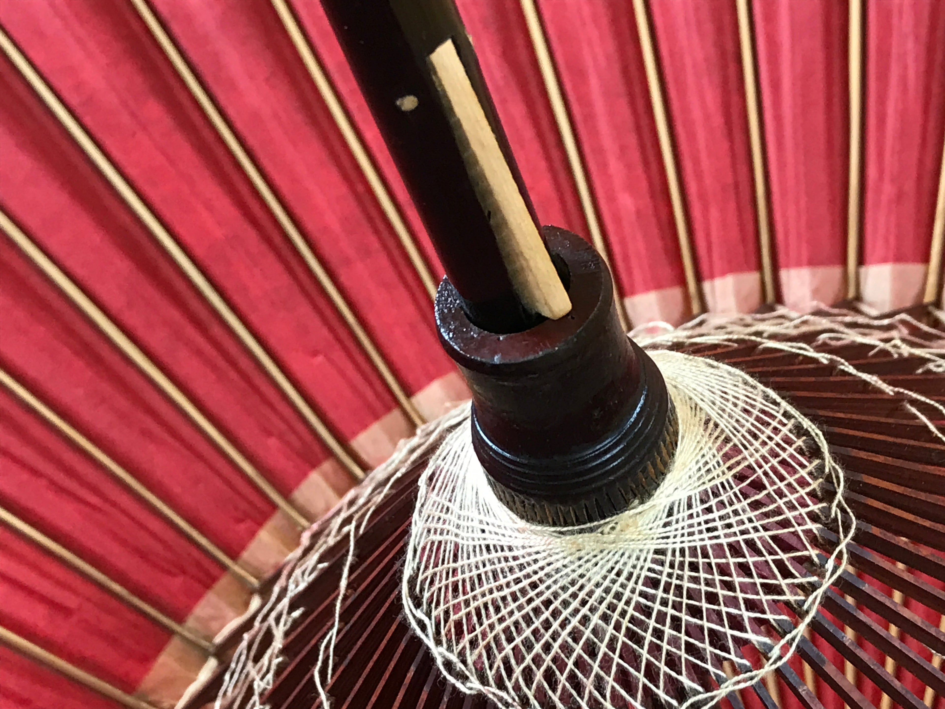 Japanese Umbrella Parasol Wagasa Vtg Paper Bangasa Geisha Red Gold JK630