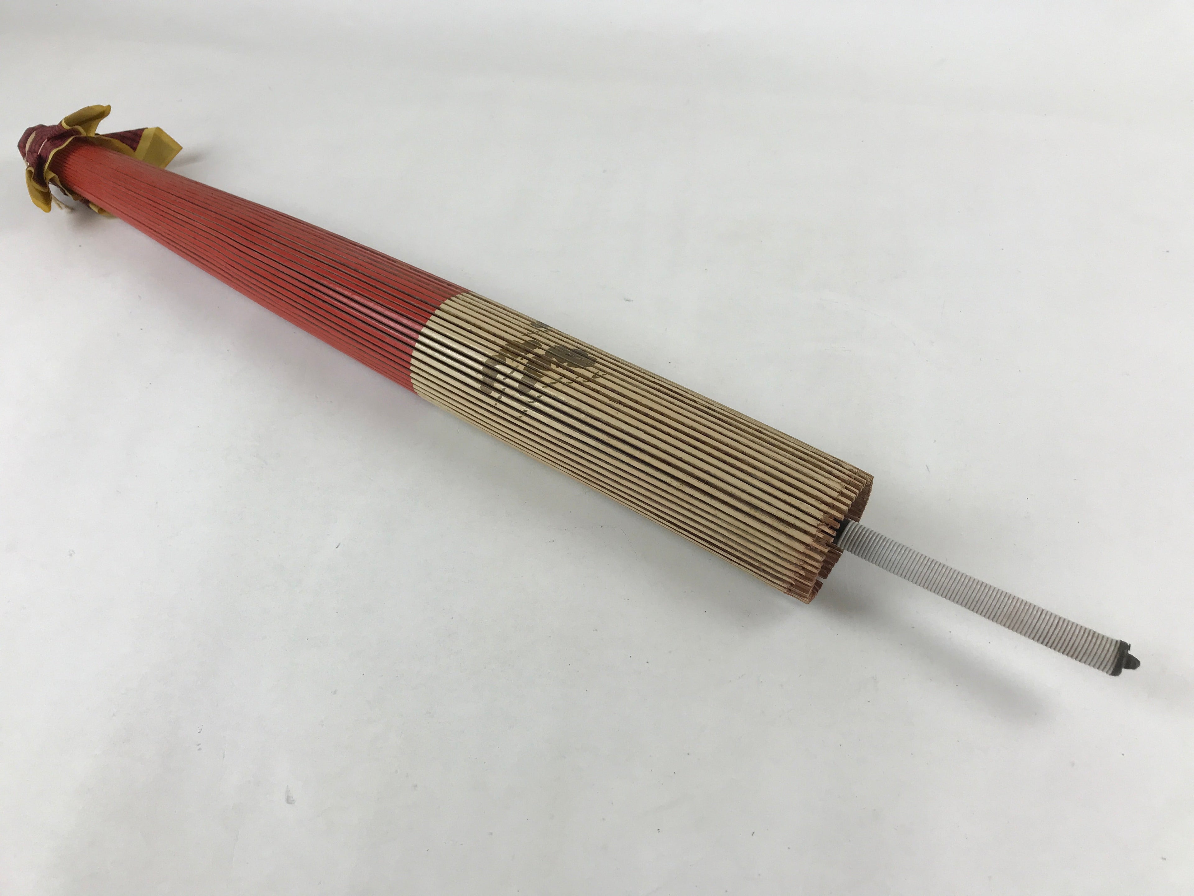 Japanese Umbrella Parasol Wagasa Vtg Paper Bangasa Geisha Red Gold JK630