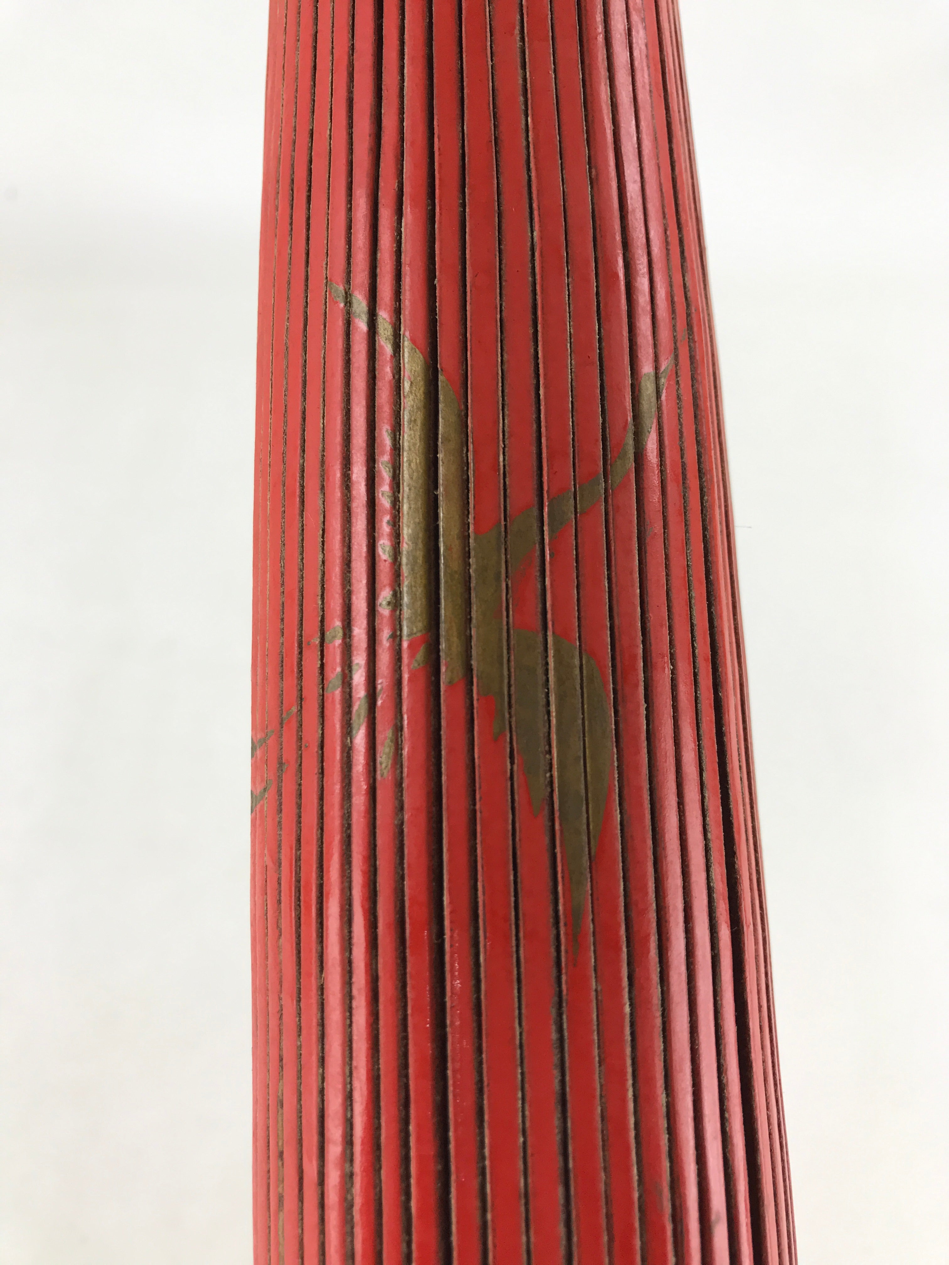 Japanese Umbrella Parasol Wagasa Vtg Paper Bangasa Geisha Red Gold JK630