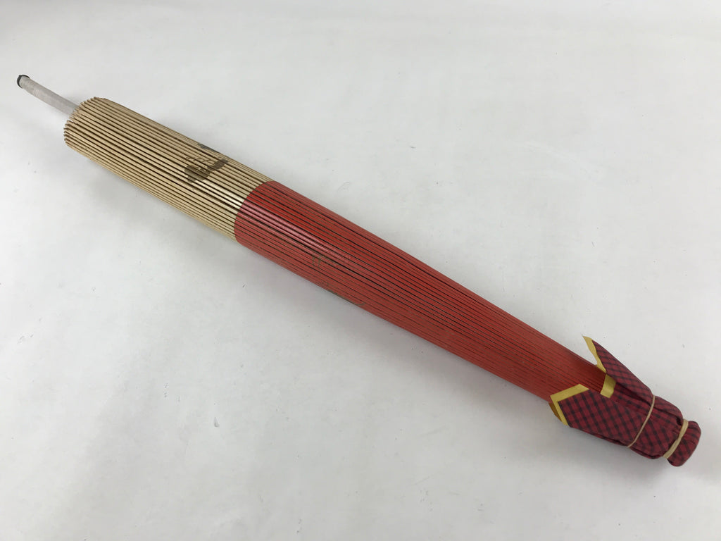 Japanese Umbrella Parasol Wagasa Vtg Paper Bangasa Geisha Red Gold JK630