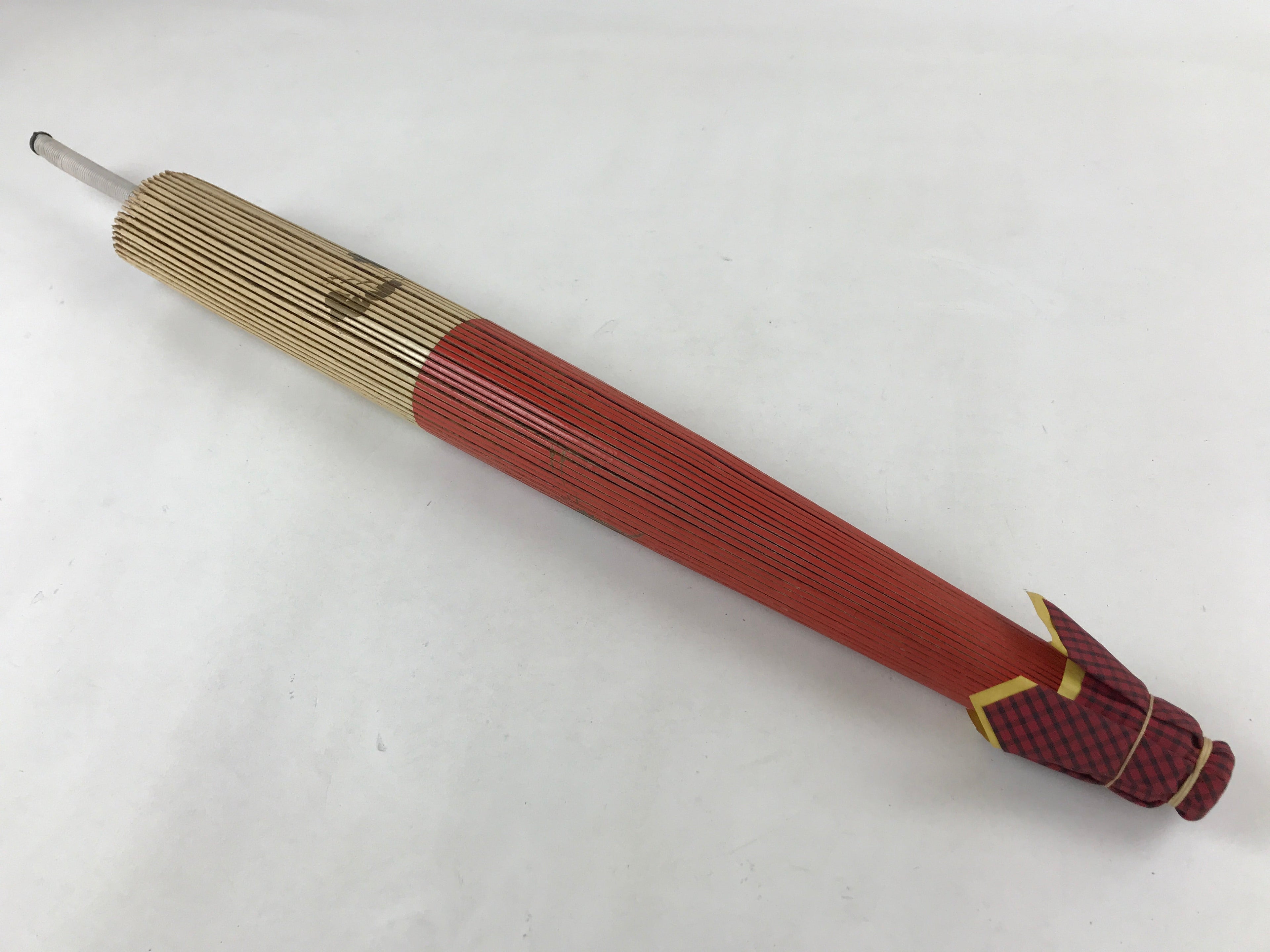 Japanese Umbrella Parasol Wagasa Vtg Paper Bangasa Geisha Red Gold JK630