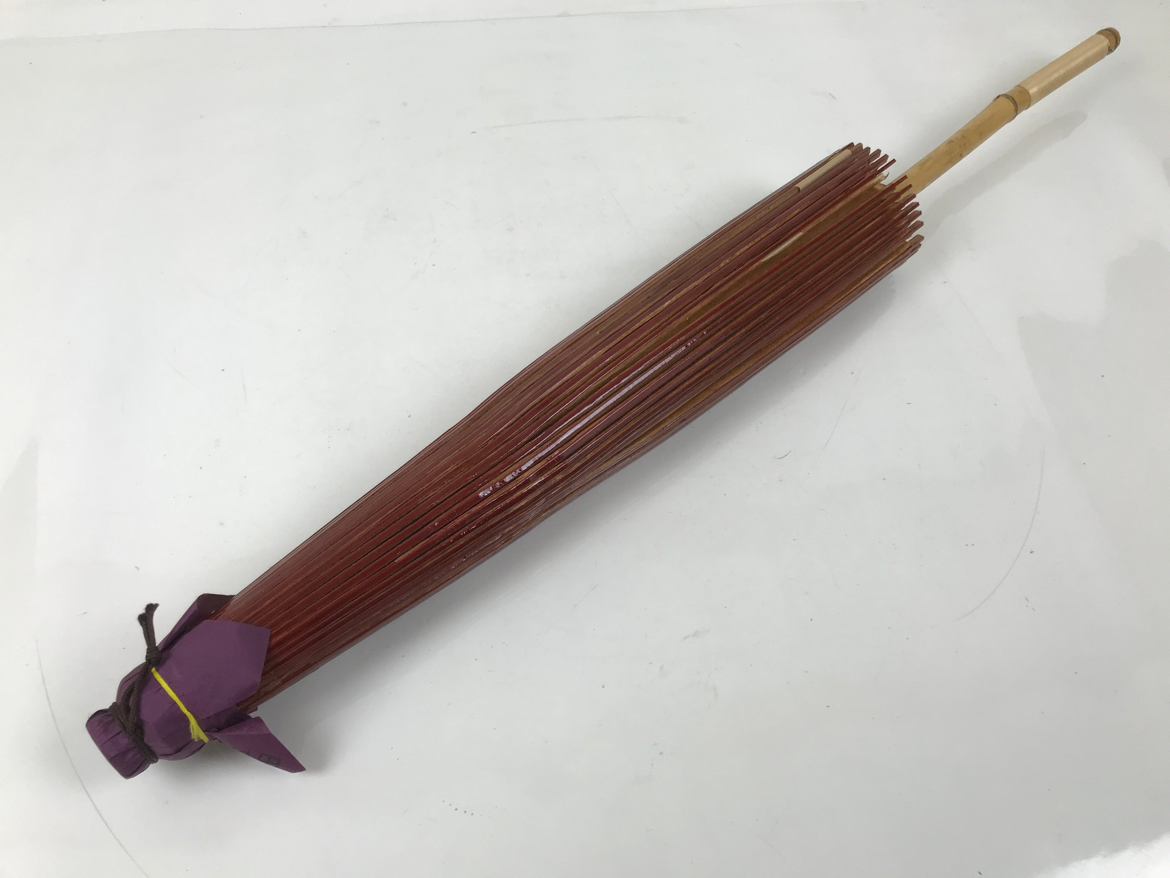 Japanese Umbrella Parasol Wagasa Vtg Paper Bangasa Geisha Simple Brown JK855