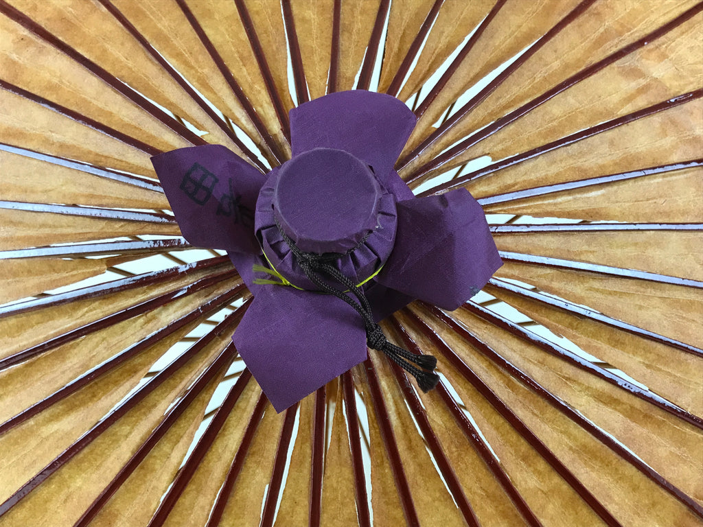 Japanese Umbrella Parasol Wagasa Vtg Paper Bangasa Geisha Simple Brown JK855