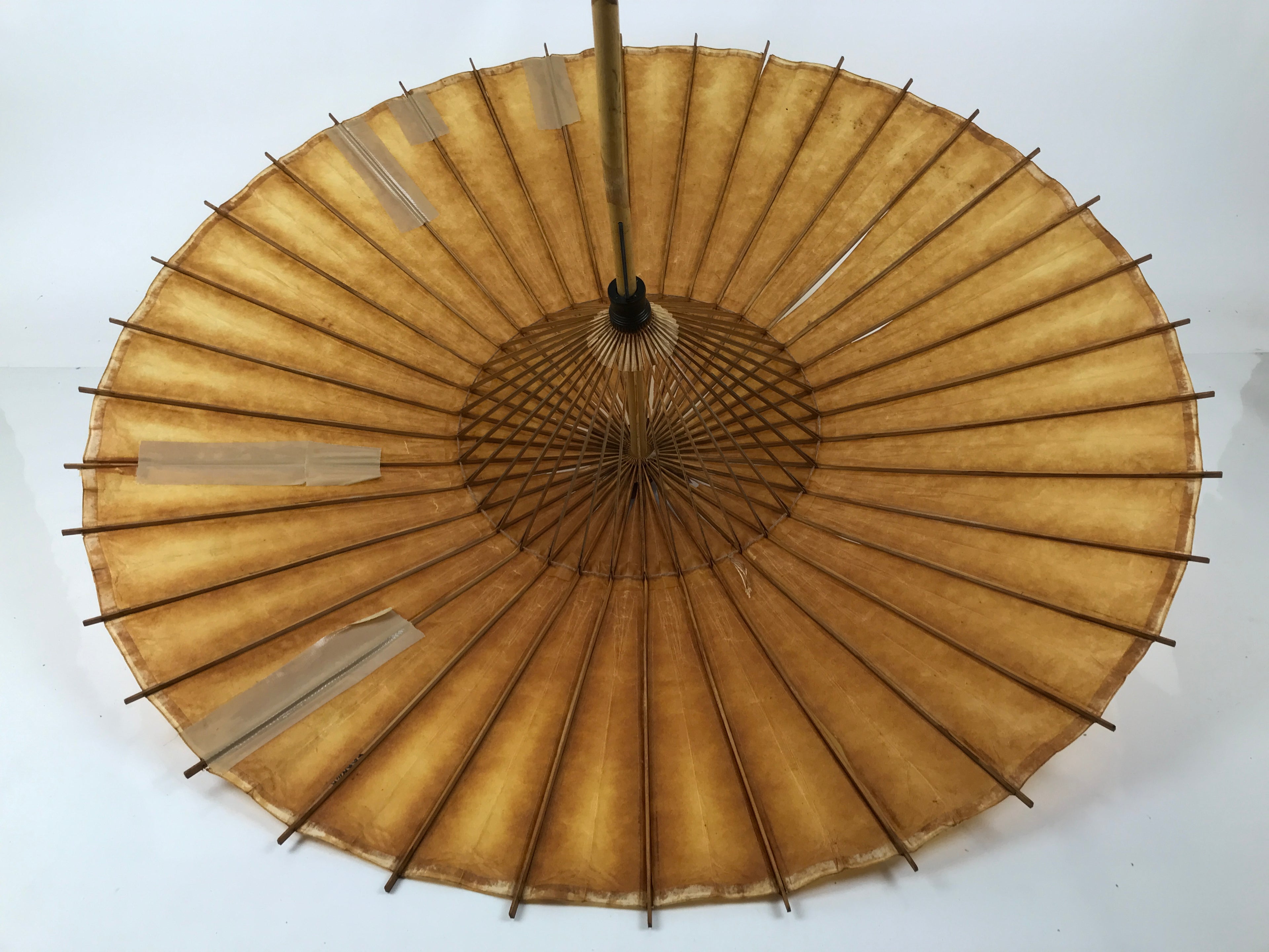 Japanese Umbrella Parasol Wagasa Vtg Paper Bangasa Geisha Simple Brown JK855
