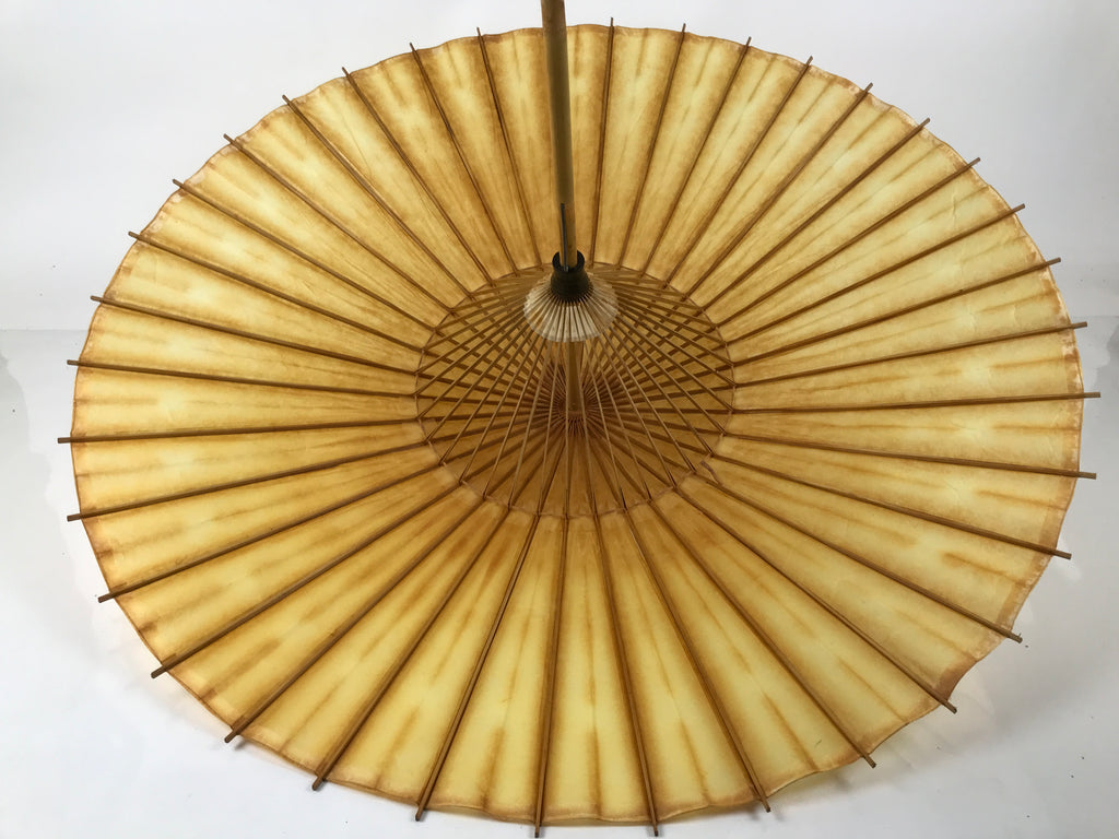 Japanese Umbrella Parasol Wagasa Vtg Paper Bangasa Geisha Simple Brown JK856