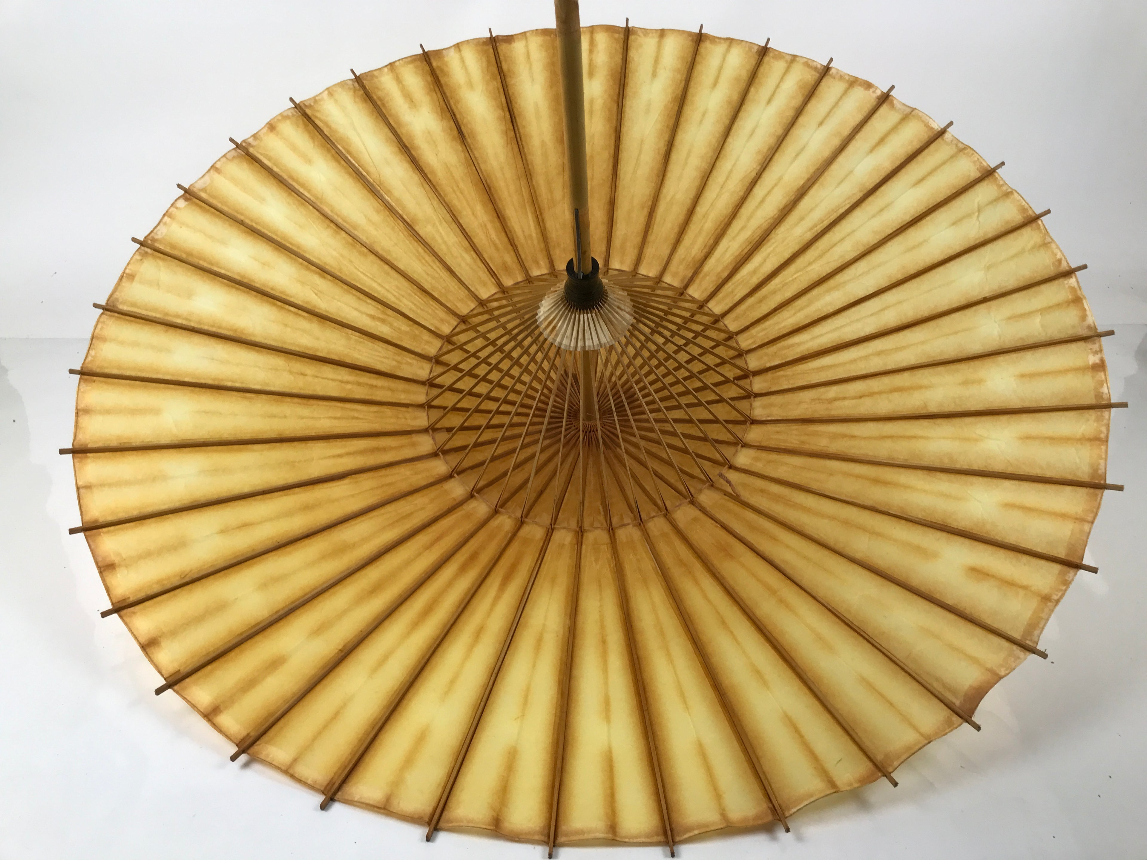 Japanese Umbrella Parasol Wagasa Vtg Paper Bangasa Geisha Simple Brown JK856