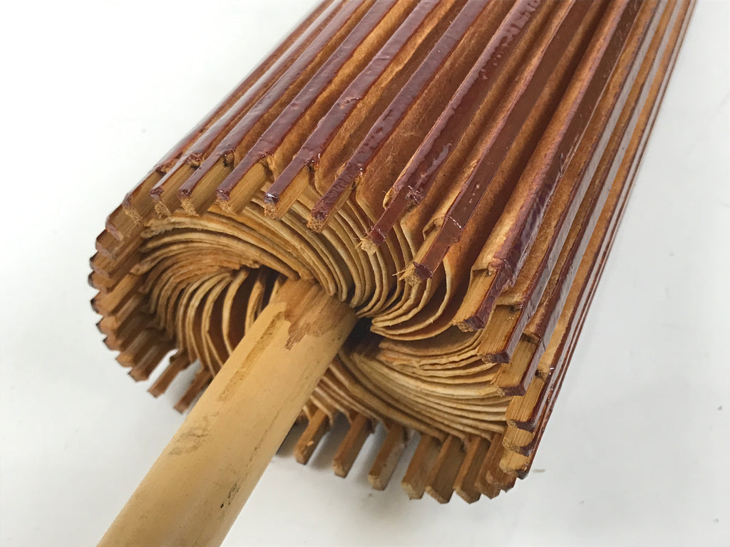 Japanese Umbrella Parasol Wagasa Vtg Paper Bangasa Geisha Simple Brown JK856